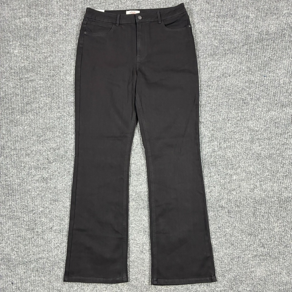 Wrangler Womens Straight Leg Pants Size 14/34 Black Stretch Casual High Rise
